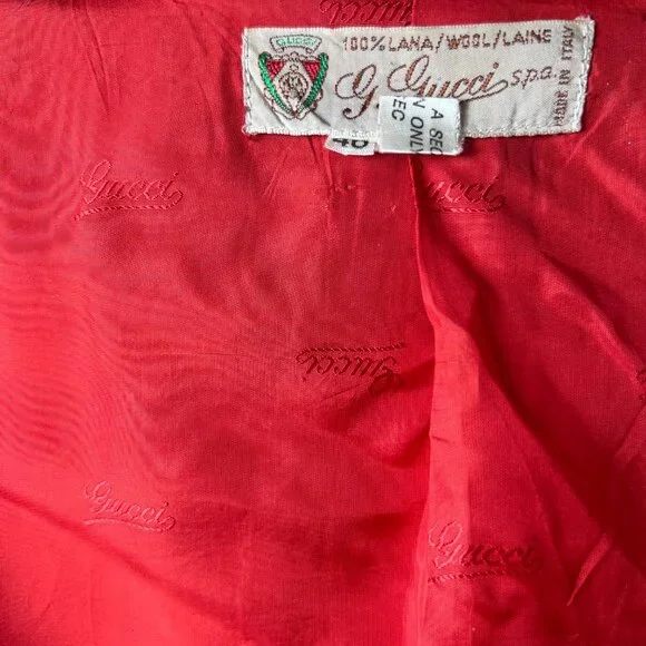 VTG Gucci Red 100% Wool One Button Closure Woman 80's Blazer Made in Italy 14US